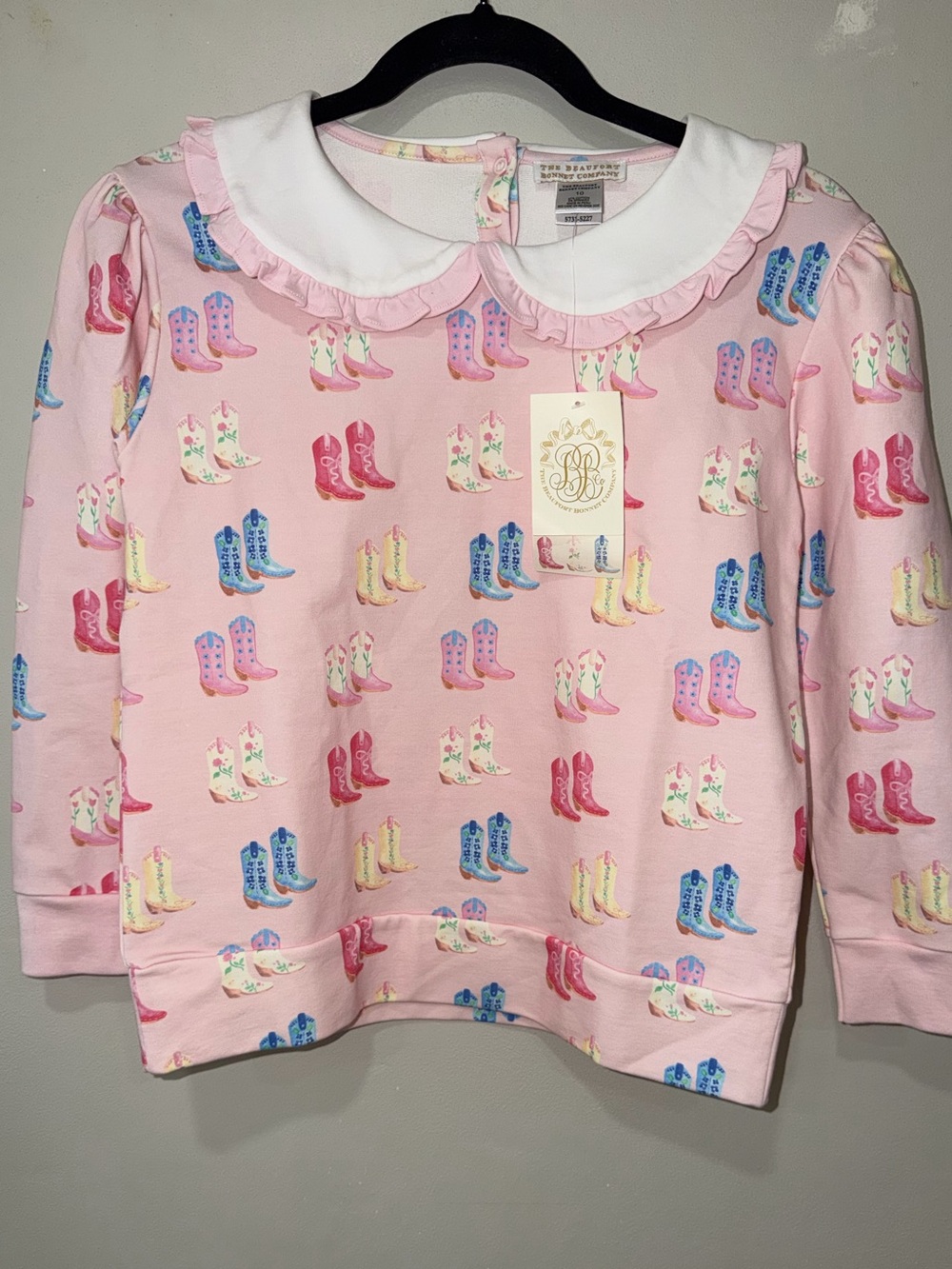 NWT THE BEAUFORT BONNET COMPANY- Ruffle Cassidy Comfy Cute To Boot - 10y Sweater